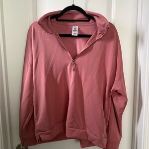 Women's Half-Zip Hooded Pullover Sweatshirt - Dusty Rose